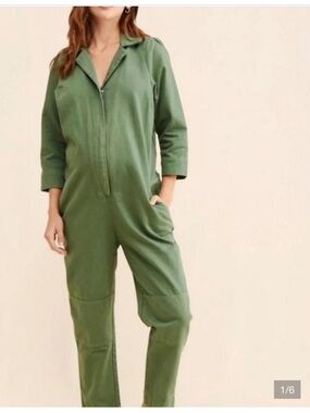 Hatch Olive Green Zip-Front Jumpsuit